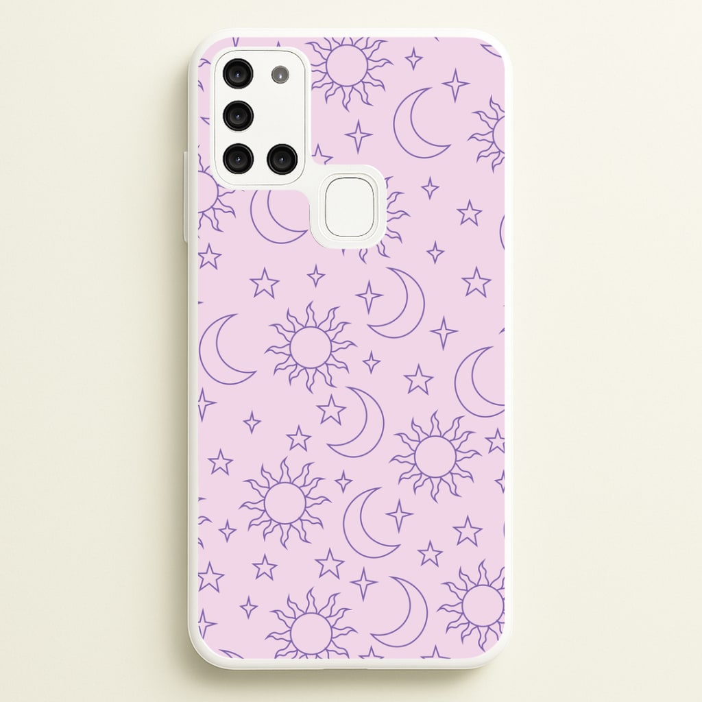 Sun, Moon And Stars Pattern Mauve Phone Case