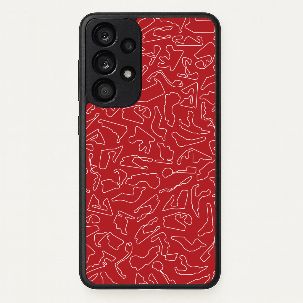 Track Outlines Red Phone Case