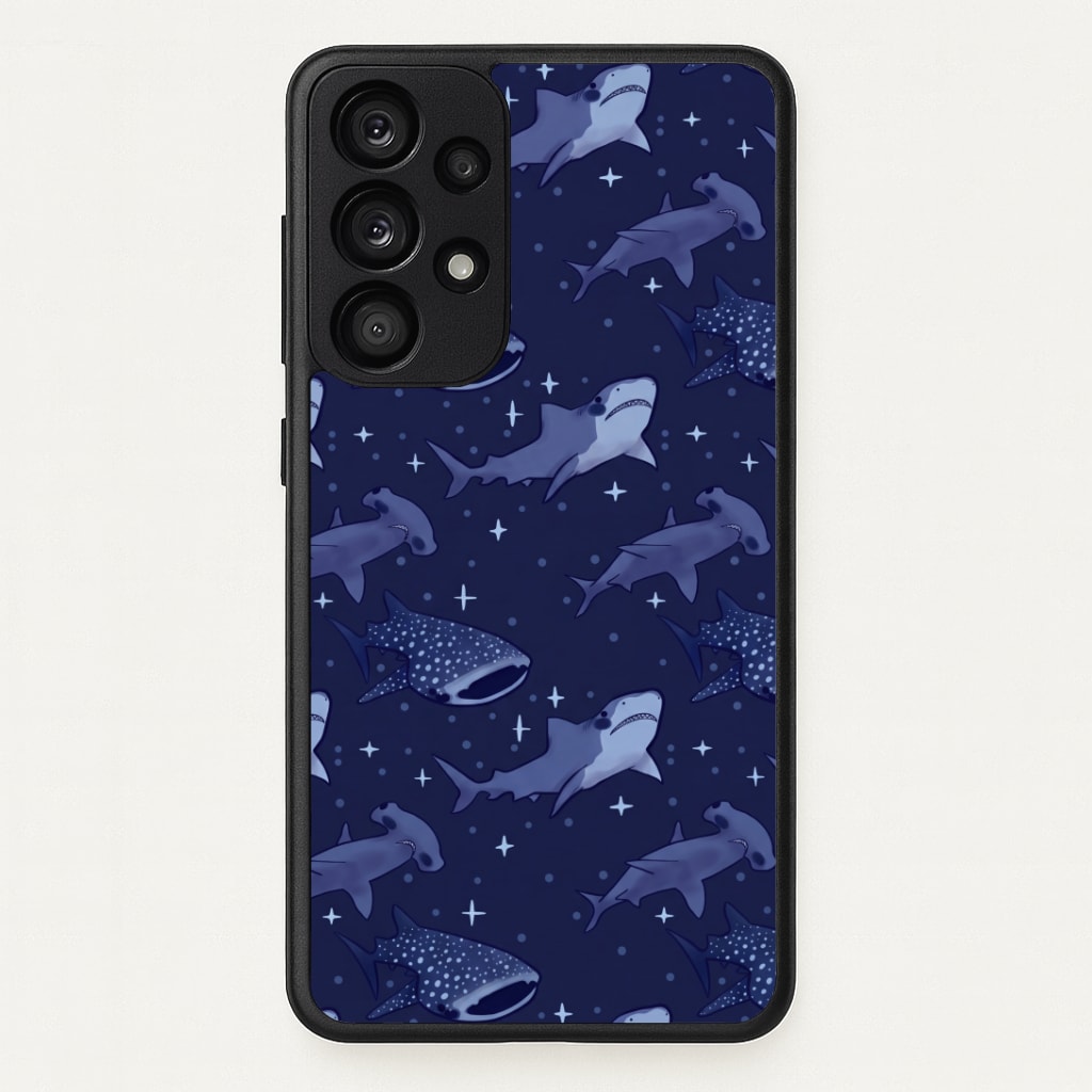 Navy Shark Pattern Phone Case