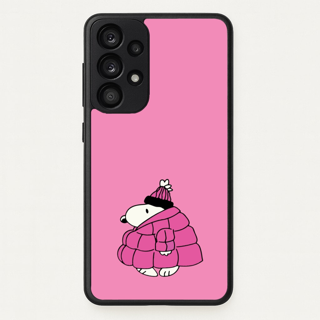 Cartoon Beagle Puffer Jacket Pink Phone Case