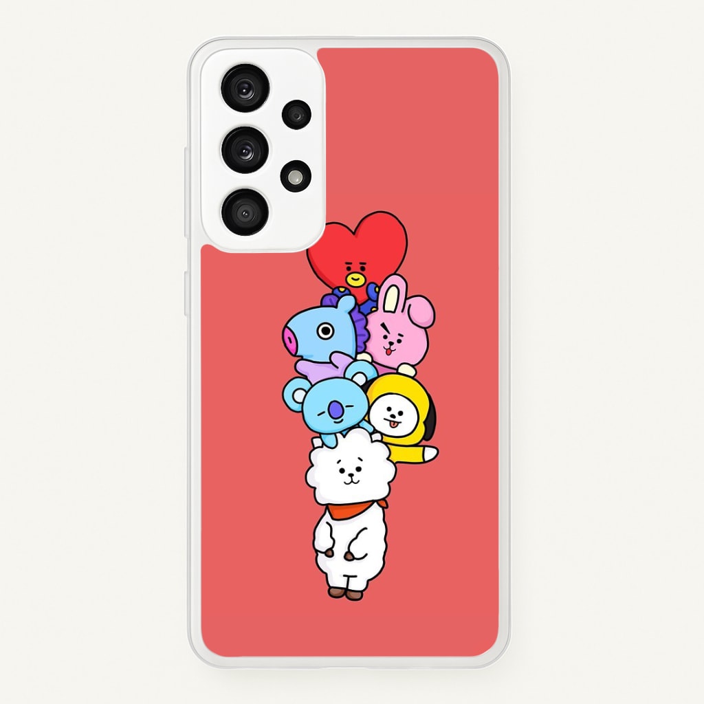 Red BT21 - RJ, Mang, Koya, Chimmy, Cooky, Shooky, Tata - K Pop Phone Case