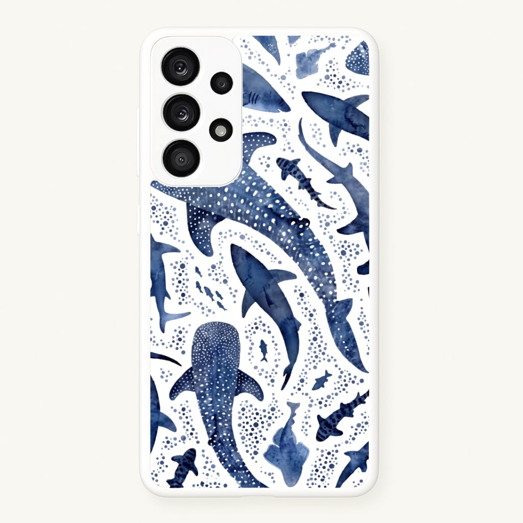 Indigo Watercolour Sharks Phone Case