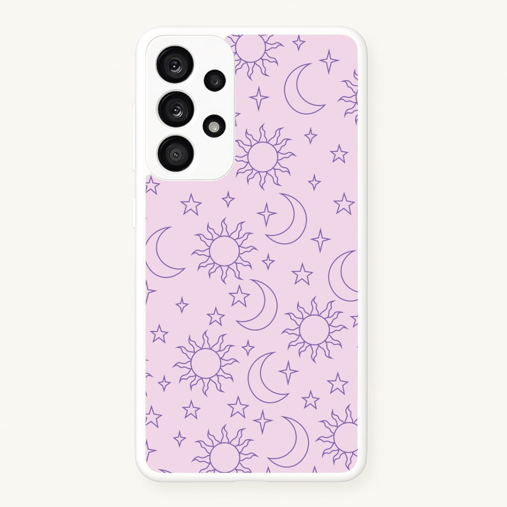 Sun, Moon And Stars Pattern Mauve Phone Case