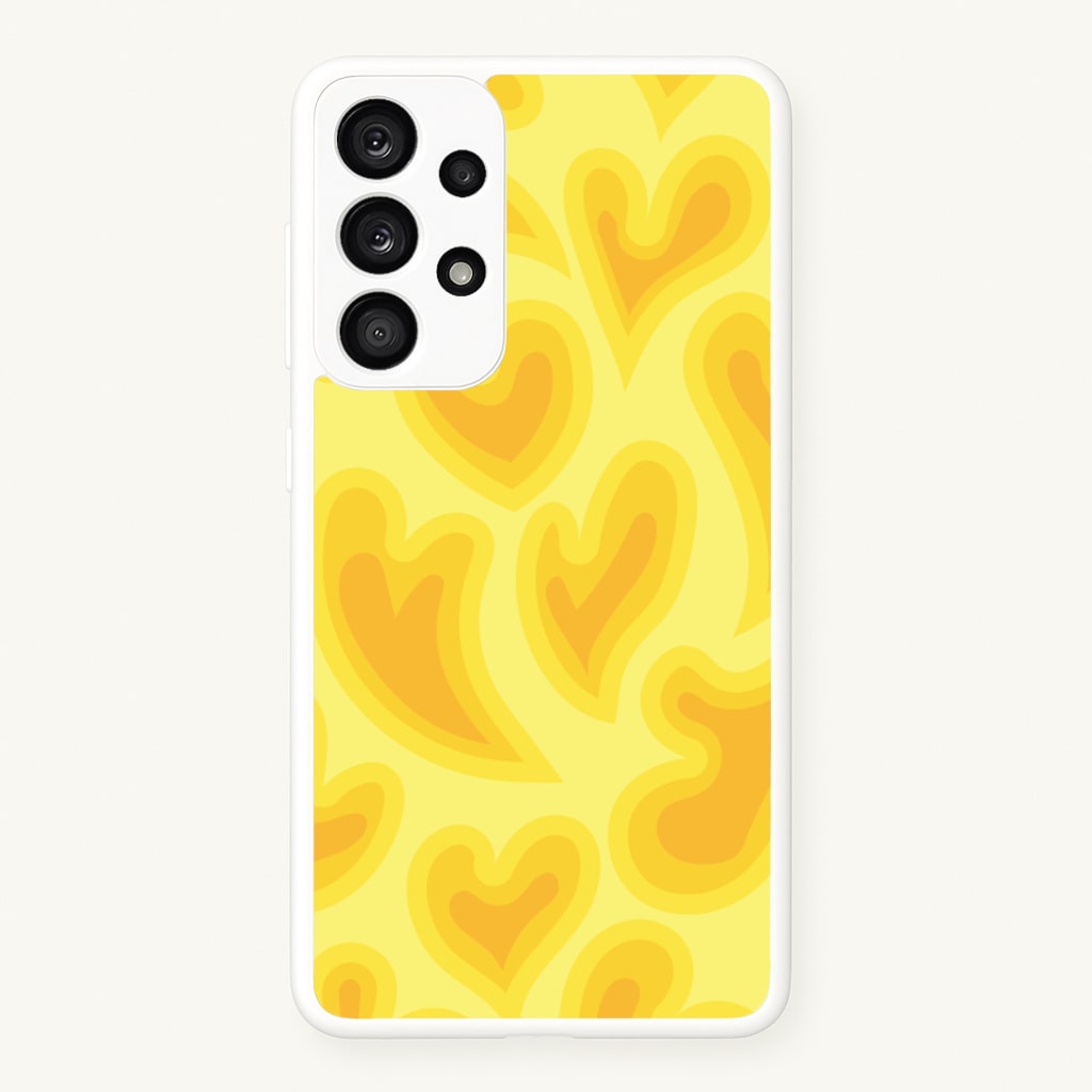 Trippy Summer Hearts Yellow Pattern Phone Case