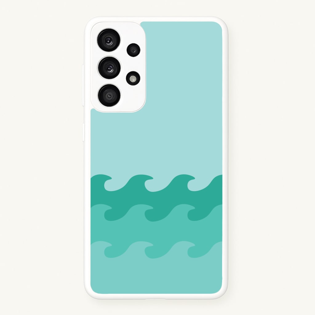 Cyan Beach Waves Pattern Phone Case
