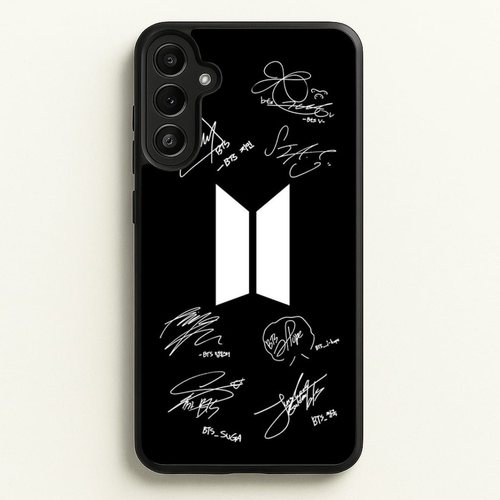Black K-Pop Band Logo and Signatures Phone Case