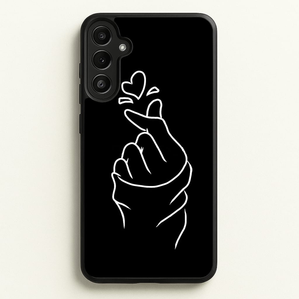 Cute Heart Finger Snap Black Phone Case