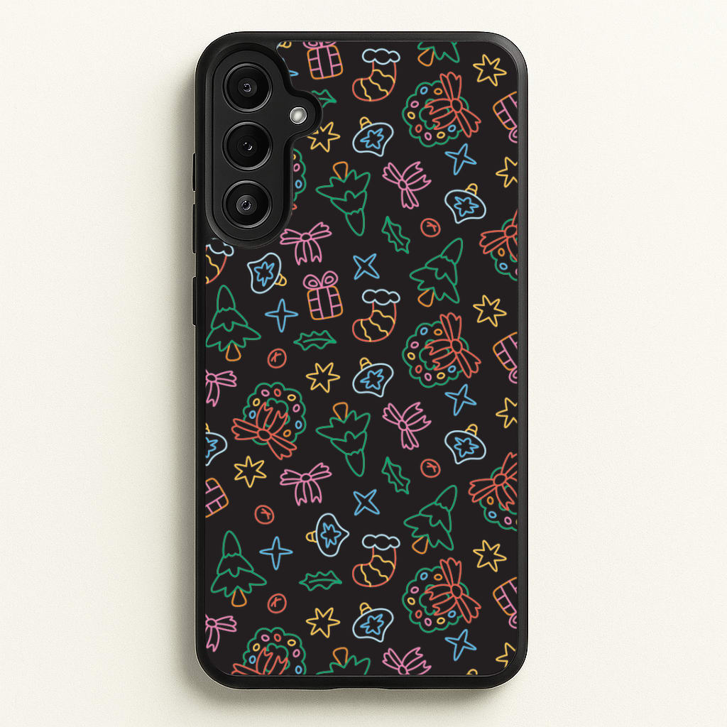 Neon Christmas Icons Pattern I Phone Case