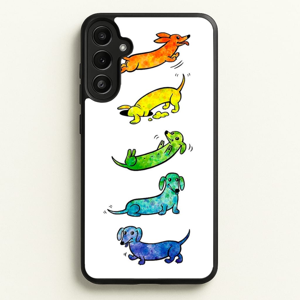 Watercolor Rainbow Dachshunds Phone Case