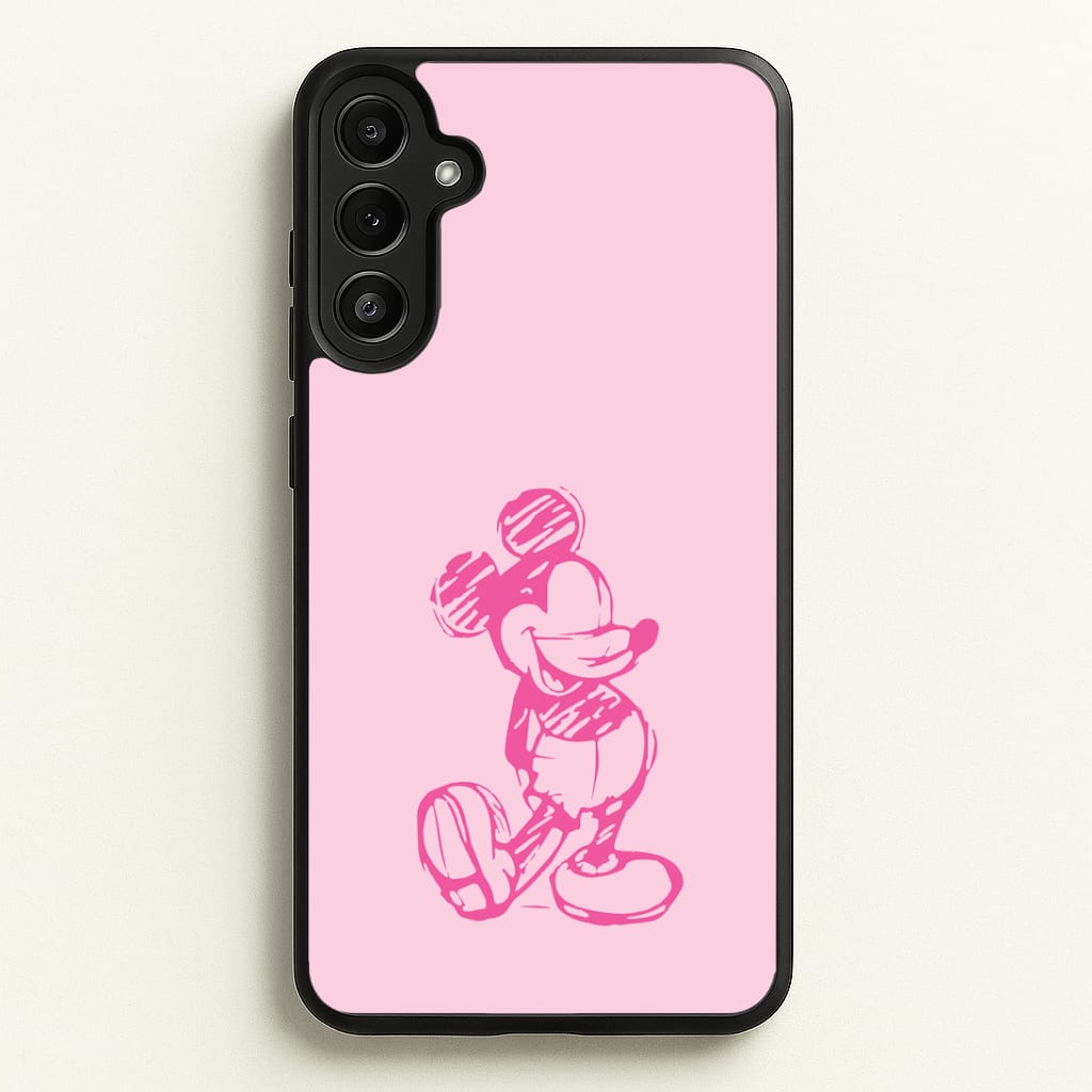 Sketched Mouse Outline Pink Phone Case