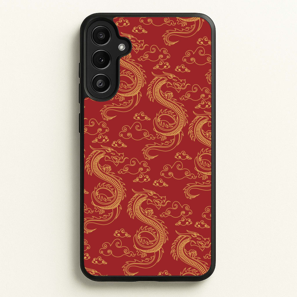 Red And Gold Dragon Pattern Phone Case