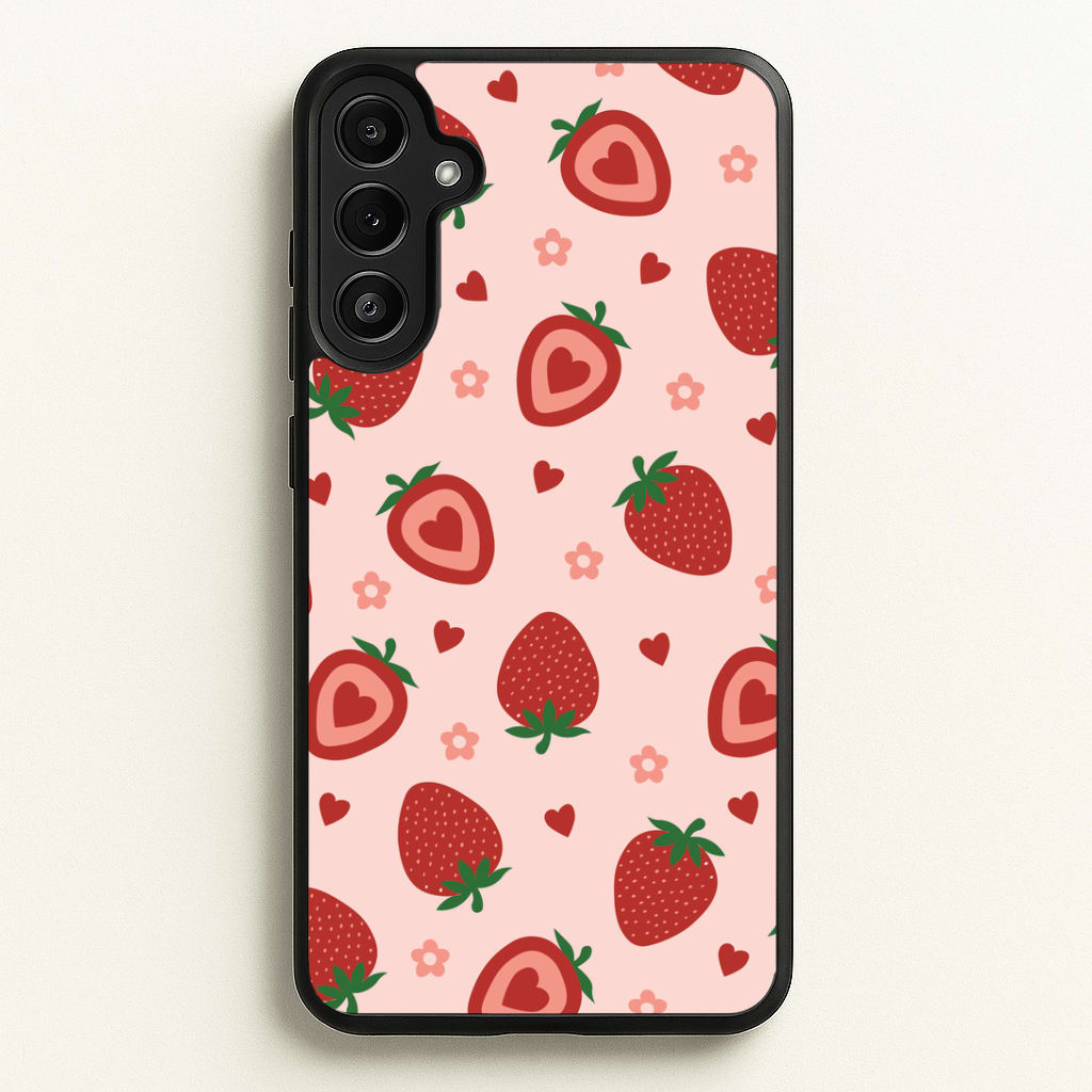 Strawberries And Hearts - Fruit Patterns Phone Case