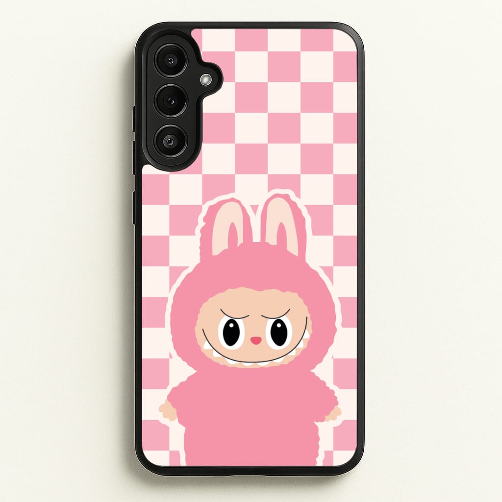 Checkered Cute Pink Monster Phone Case