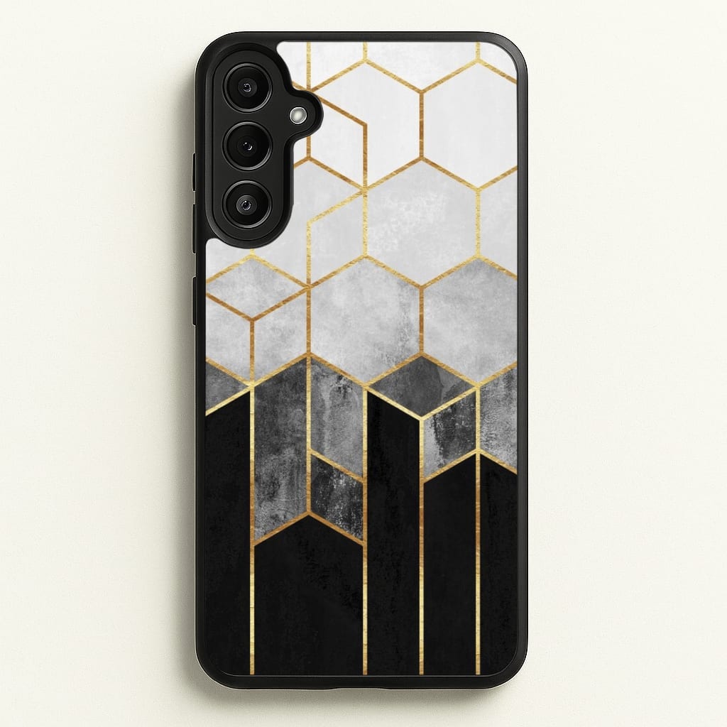 Black White & Gold Honeycomb Pattern Phone Case