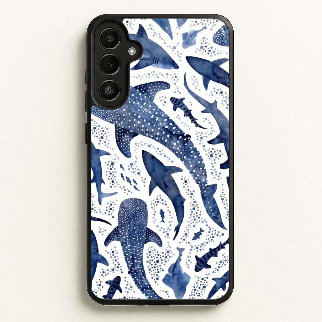 Indigo Watercolour Sharks Phone Case