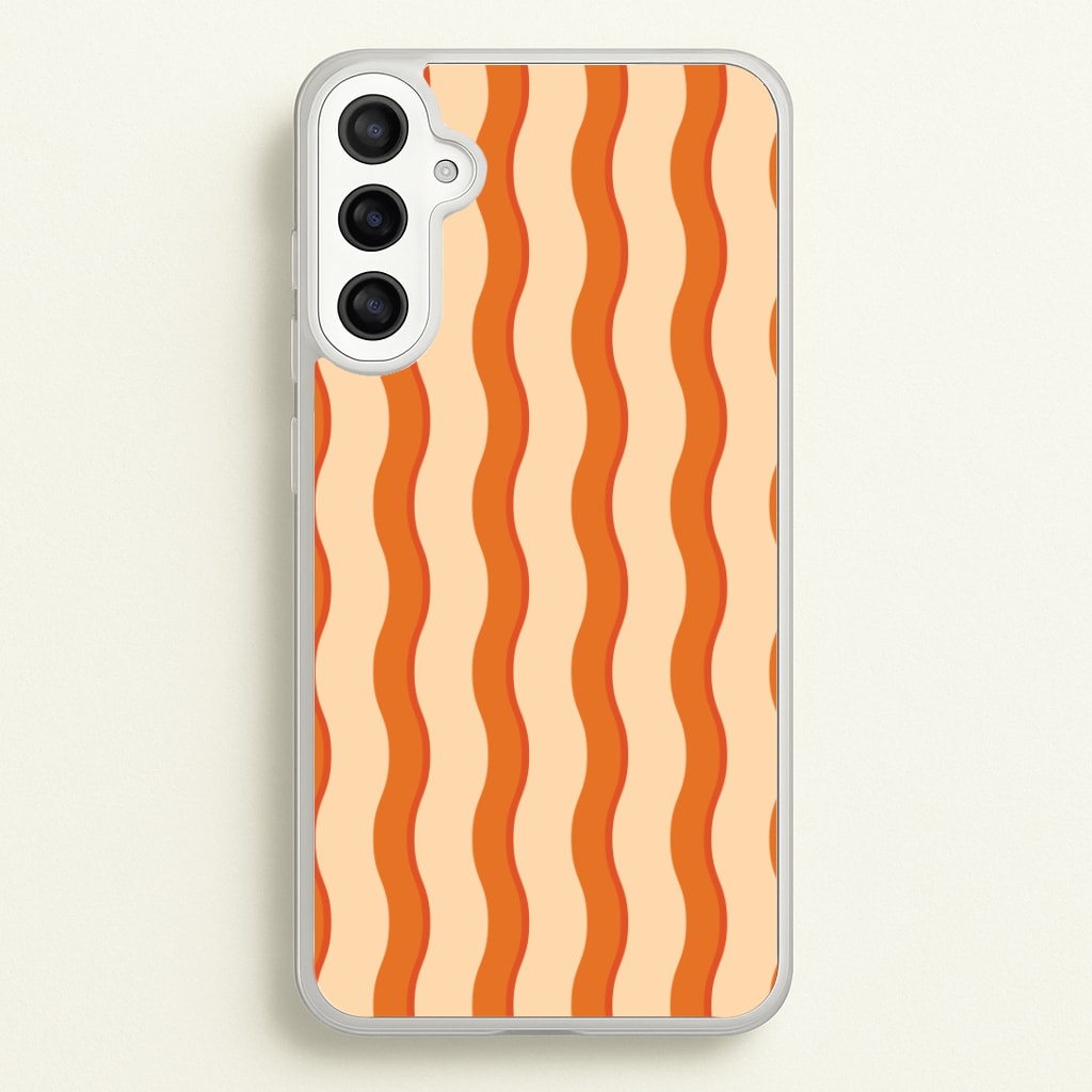 Orange Wavy Stripes Pattern Phone Case