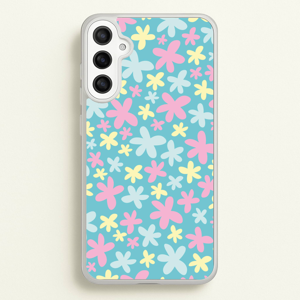 Blue, Pink And Yellow Flowers - Spring Patterns Phone Case