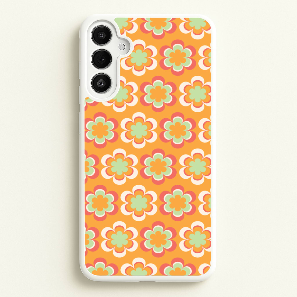 Orange Retro Flowers Pattern Phone Case