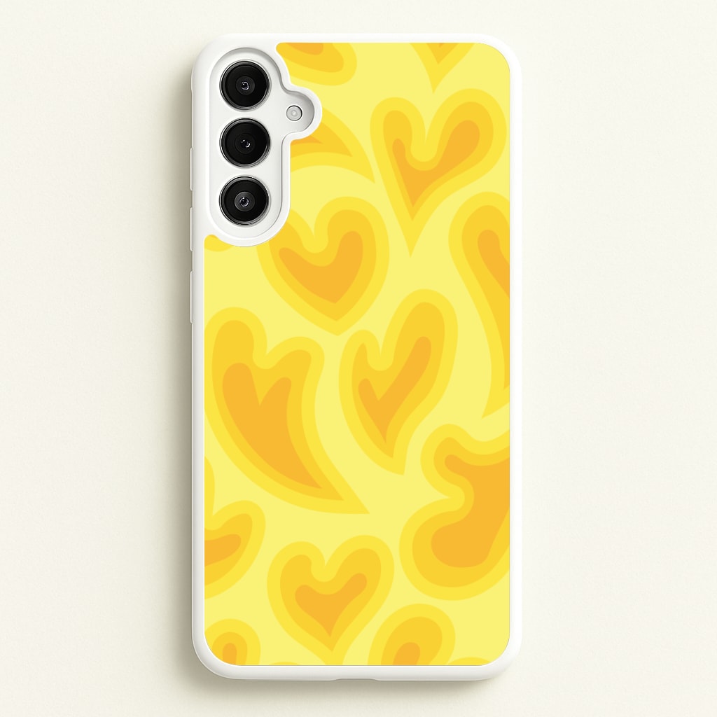Trippy Summer Hearts Yellow Pattern Phone Case