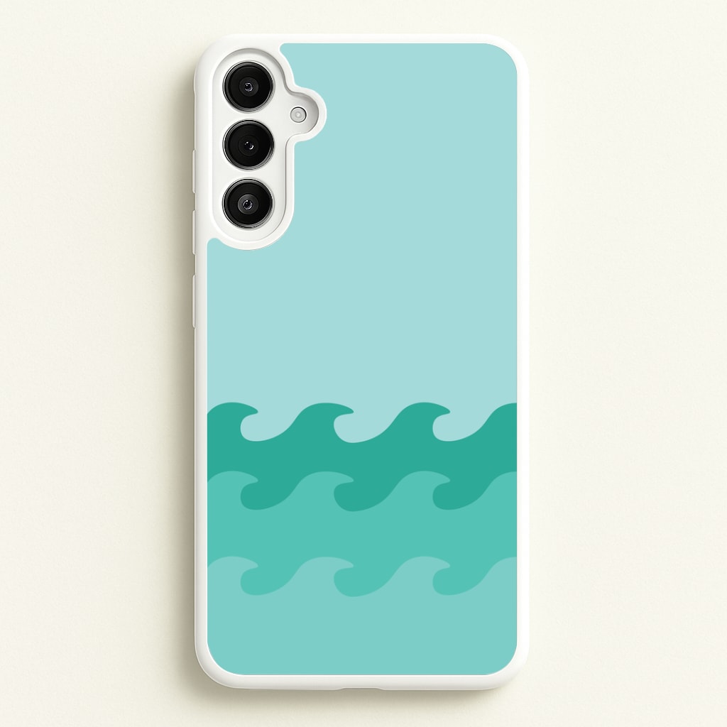 Cyan Beach Waves Pattern Phone Case