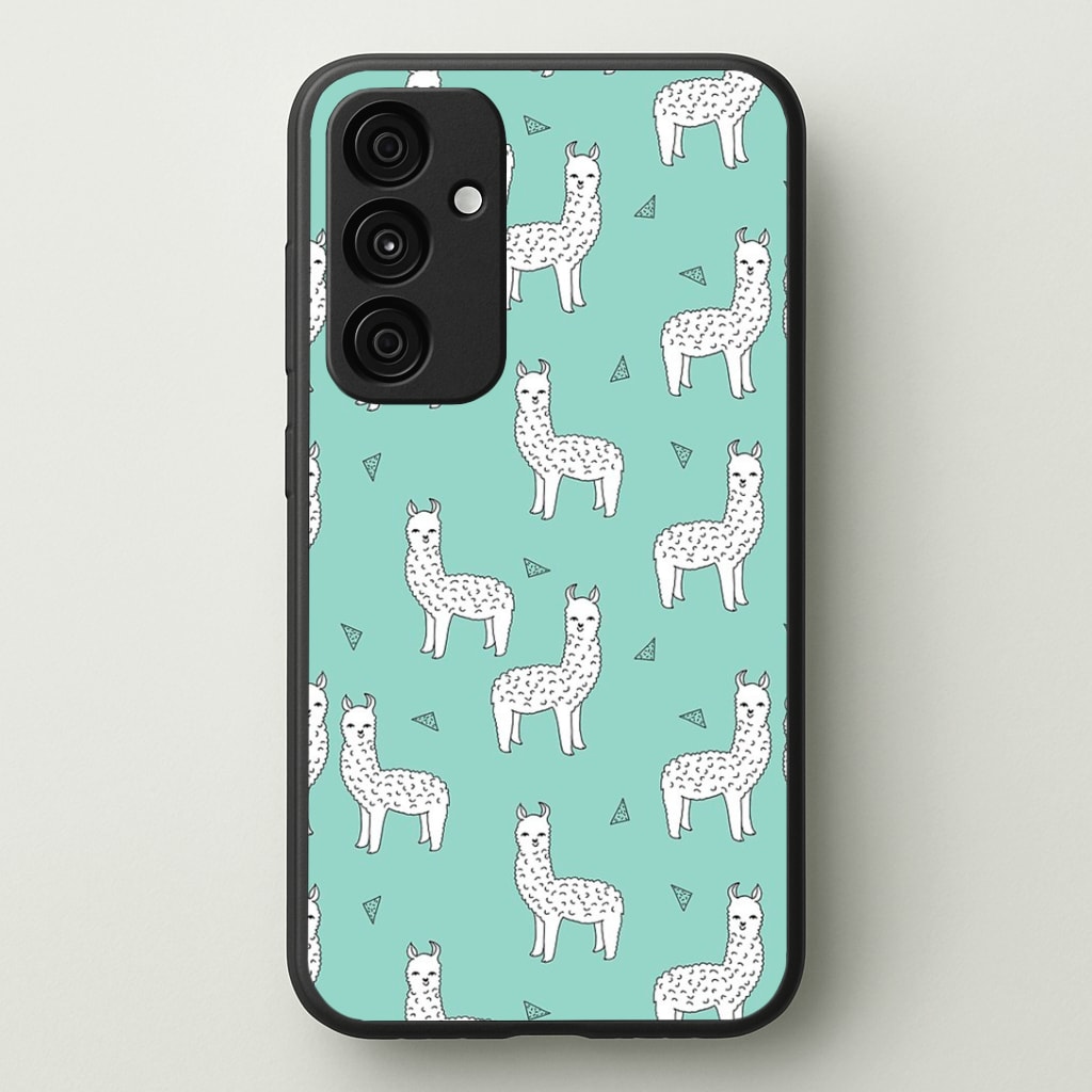 Mint Alpaca Pattern Phone Case - Galaxy A35 / Standard