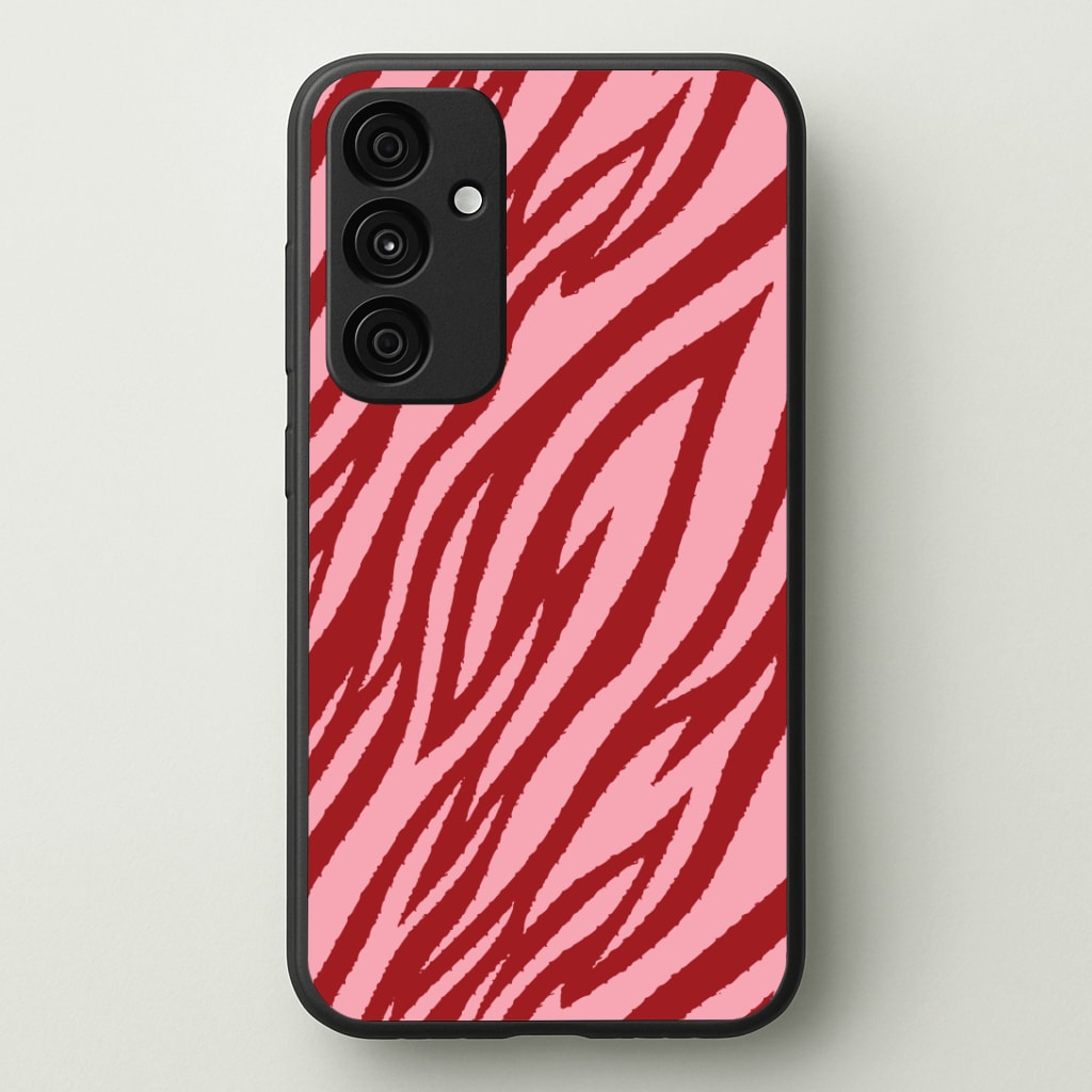 Red And Pink Tiger Print Phone Case - Galaxy A35 / Standard