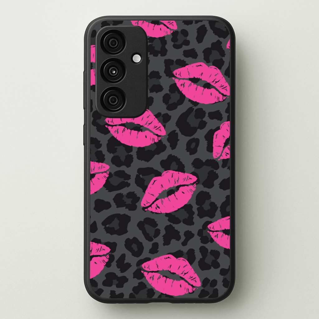 Pink Lipstick Cheetah Print Phone Case - Galaxy A35 / Standard
