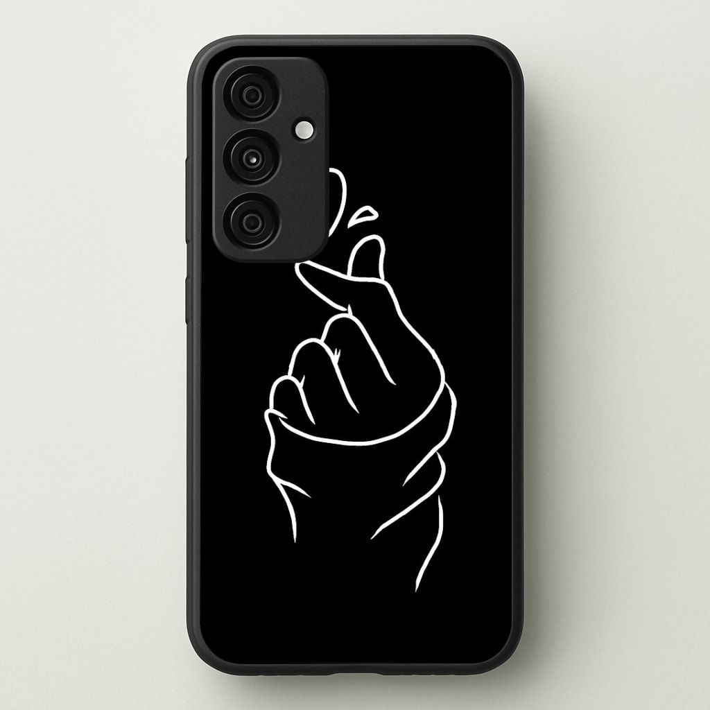 Cute Heart Finger Snap Black Phone Case - Galaxy A35 / Standard