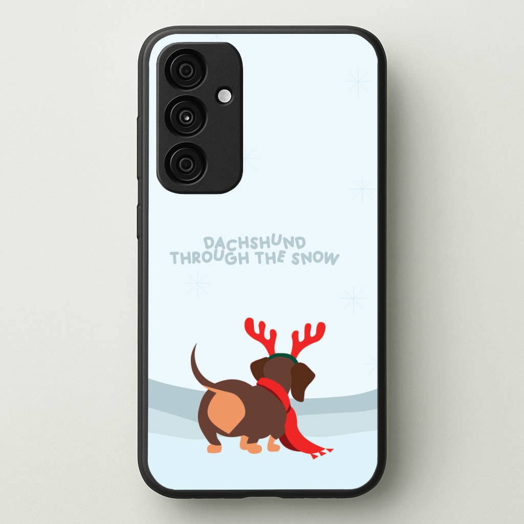 Dachshund Through The Snow - Christmas Phone Case - Galaxy A35 / Standard