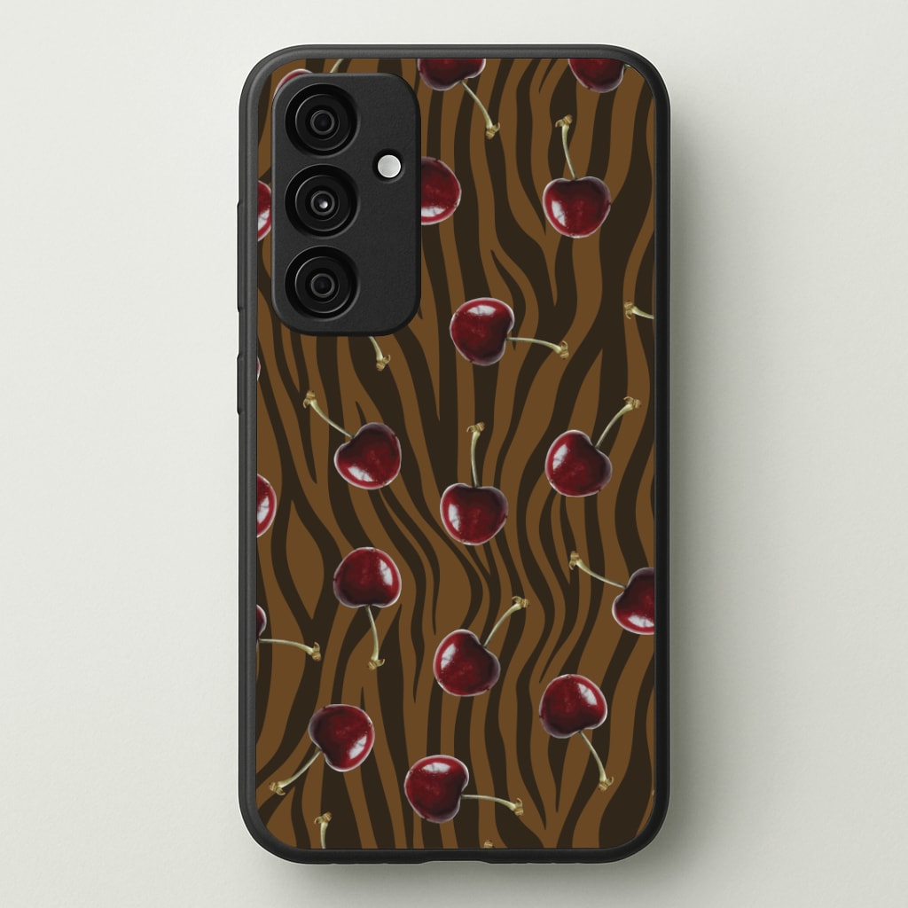 Animal Print With Cherries Pattern Phone Case - Galaxy A35 / Standard