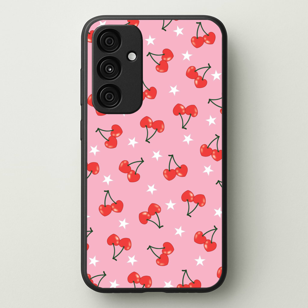 Heart Cherries And Stars Pattern Phone Case - Galaxy A35 / Standard
