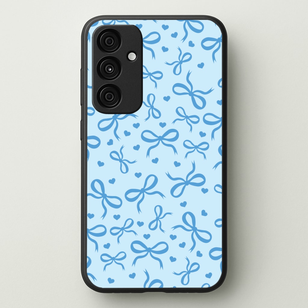 Coquette Bows And Hearts Navy Blue Phone Case - Galaxy A35 / Standard