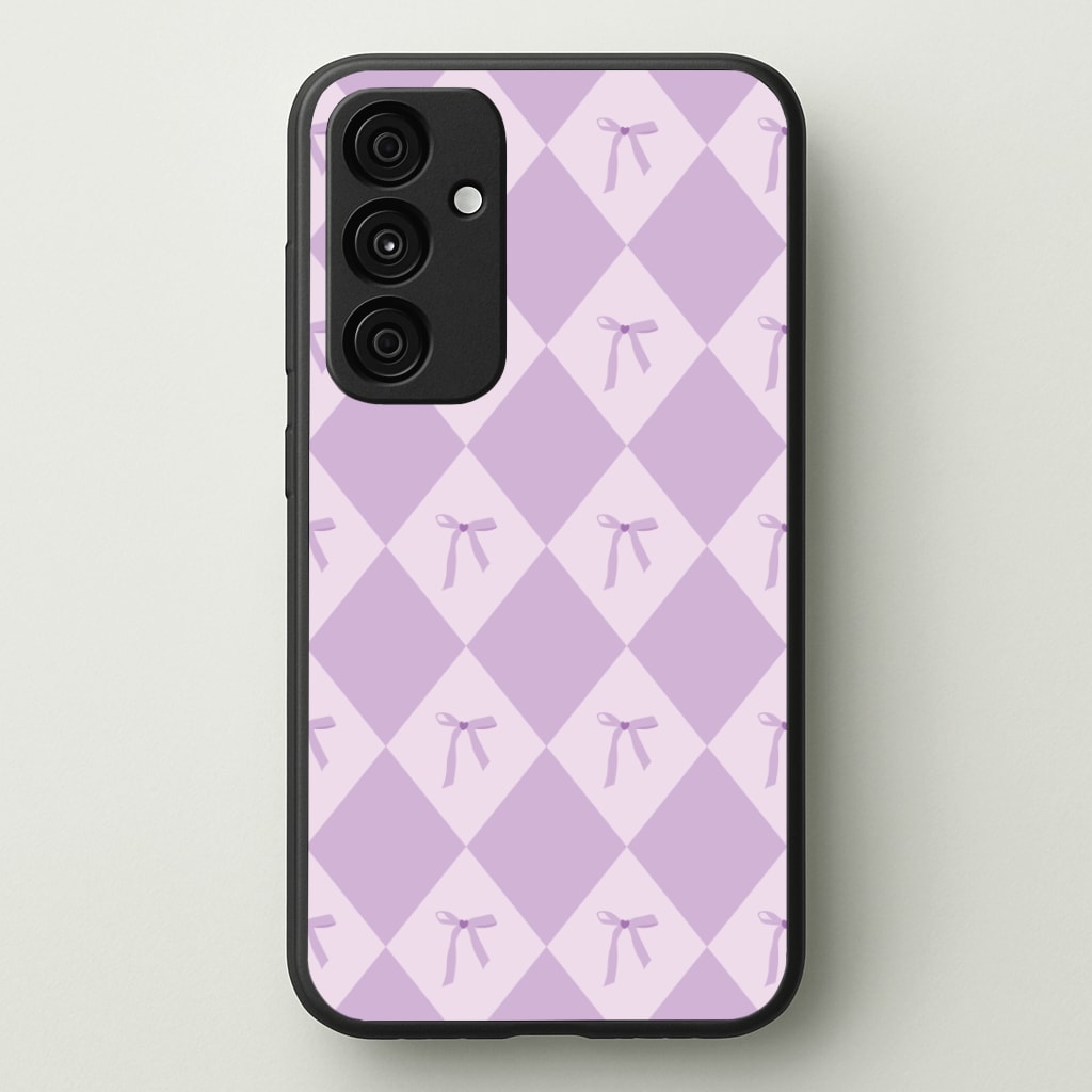 Purple Argyle Coquette Pattern Phone Case - Galaxy A35 / Standard