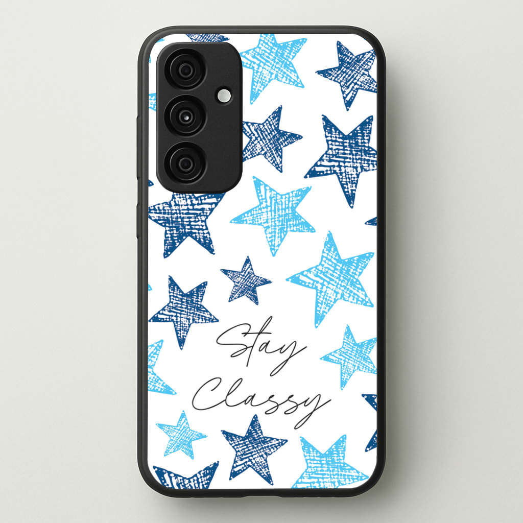 Stay Classy Blue Stars Pattern Phone Case - Galaxy A35 / Standard