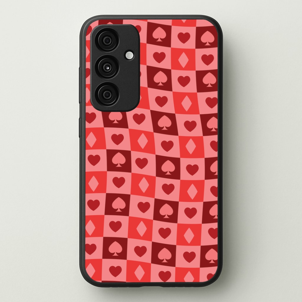 Card Suits Pattern Red Phone Case - Galaxy A35 / Standard