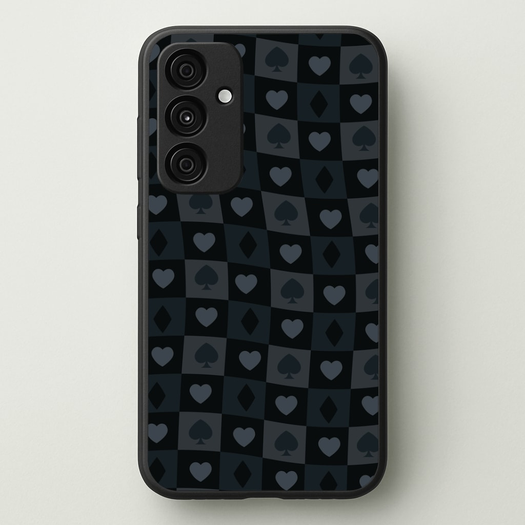 Card Suits Pattern Black Phone Case - Galaxy A35 / Standard