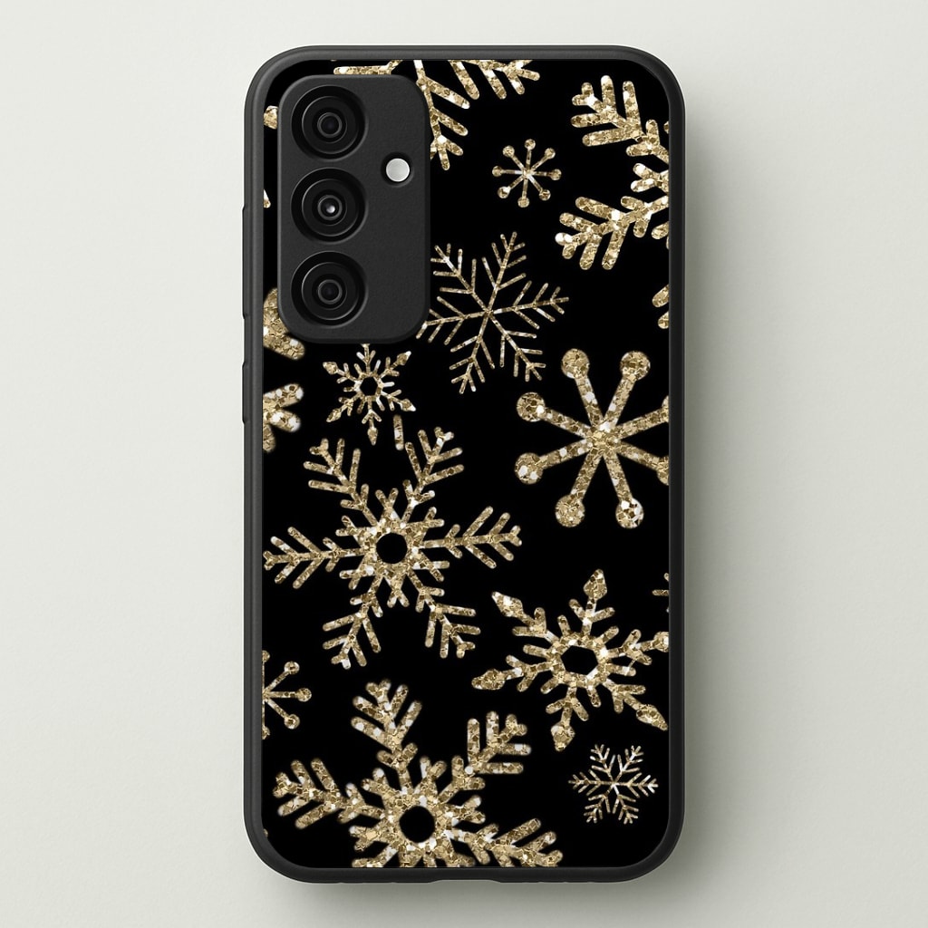 Gold Snowflake Pattern Phone Case - Galaxy A35 / Standard