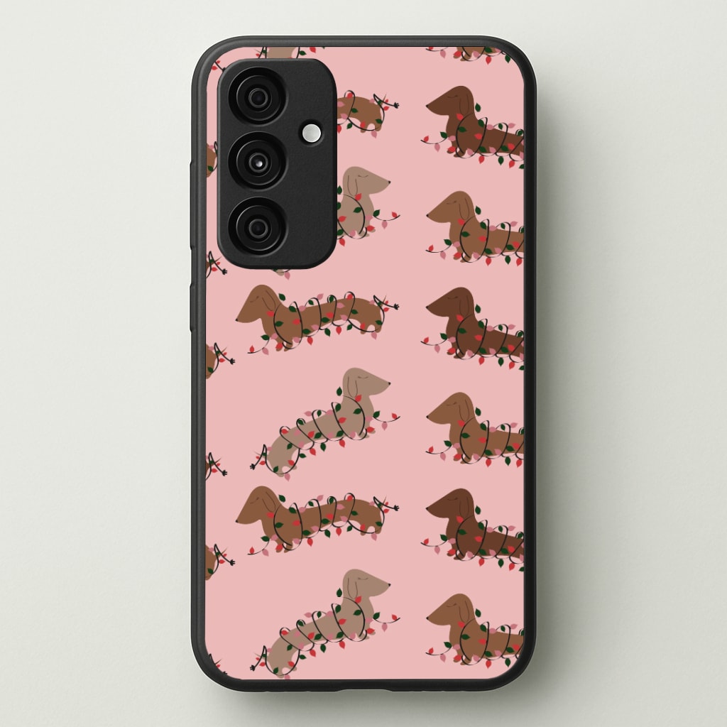 Dachshund Christmas Pattern Phone Case - Galaxy A35 / Standard