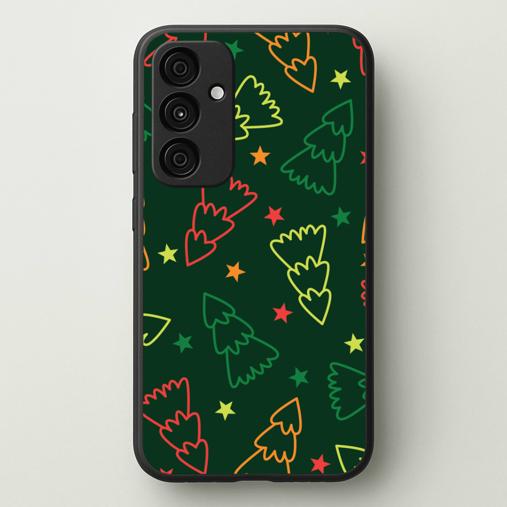 Colourful Christmas Tree Outlines Pattern Phone Case - Galaxy A35 / Standard