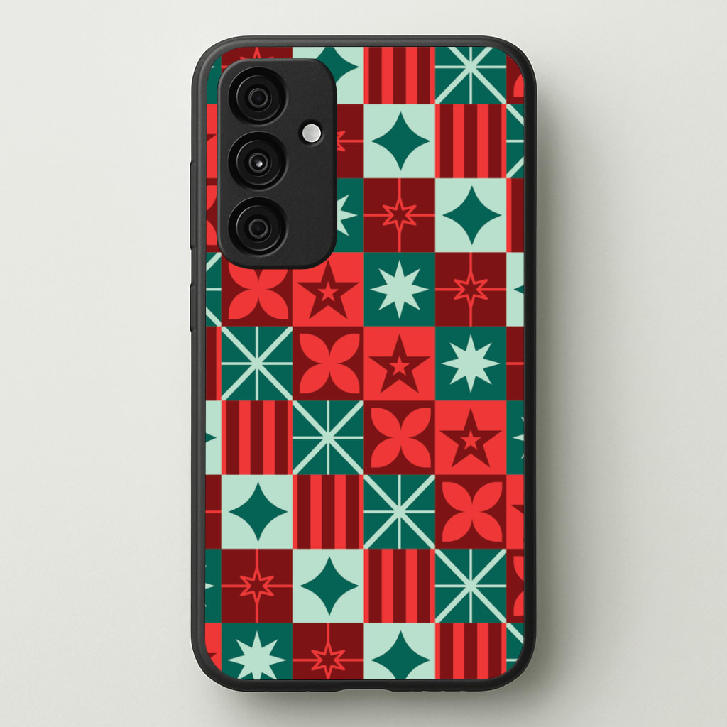 Geometric Square Christmas Pattern Phone Case - Galaxy A35 / Standard