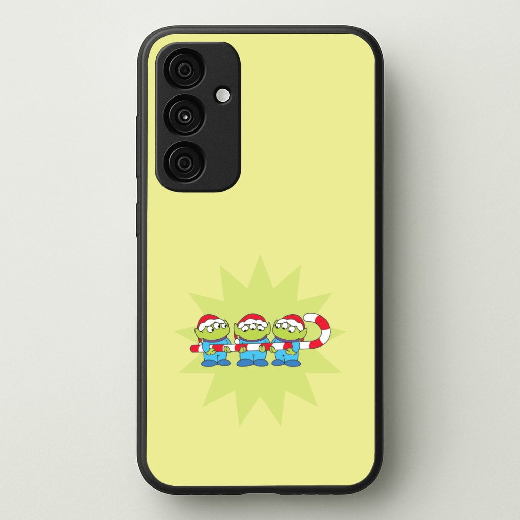 Cute Green Aliens Candycane Phone Case - Galaxy A35 / Standard