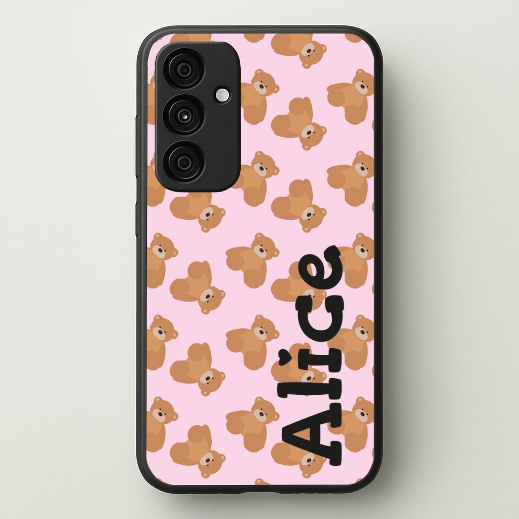 Teddy Bear Pattern - Personalised Christmas Phone Case - Galaxy A35 / Standard