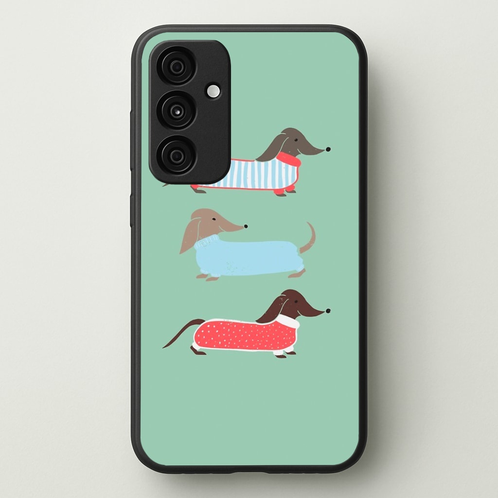 Sausage Dogs in Jumpers Phone Case - Galaxy A35 / Standard