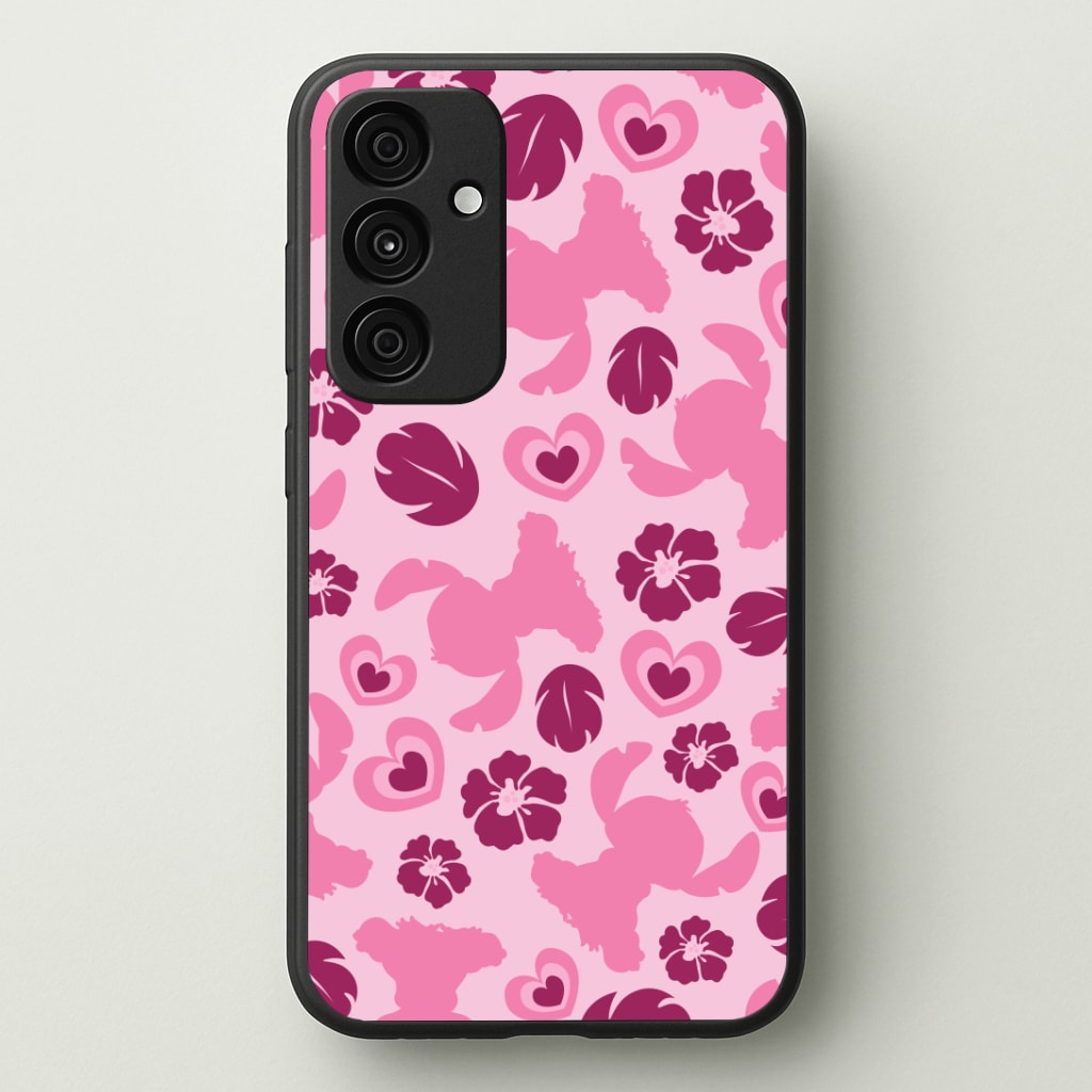 Pink Alien Silhouette Pattern Phone Case - Galaxy A35 / Standard