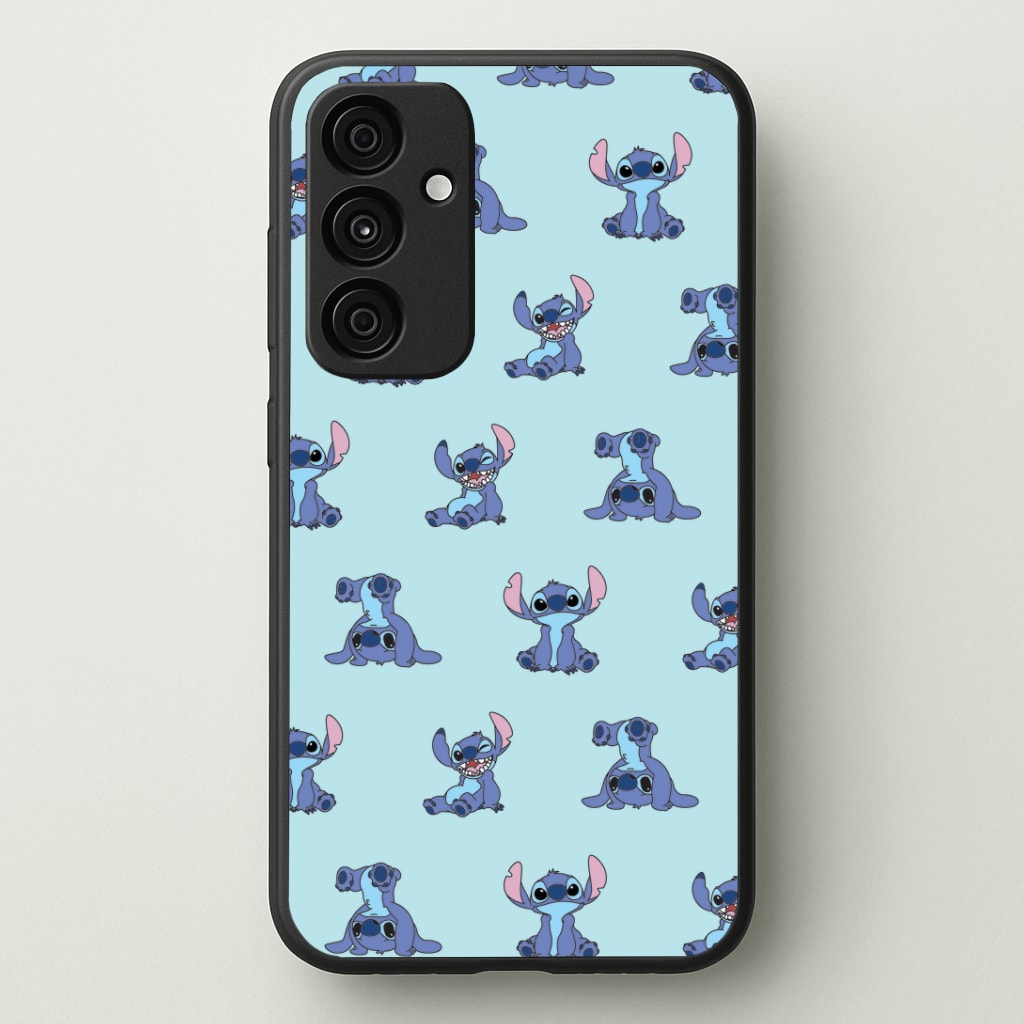 Cute Blue Alien Pose Pattern Phone Case - Galaxy A35 / Standard