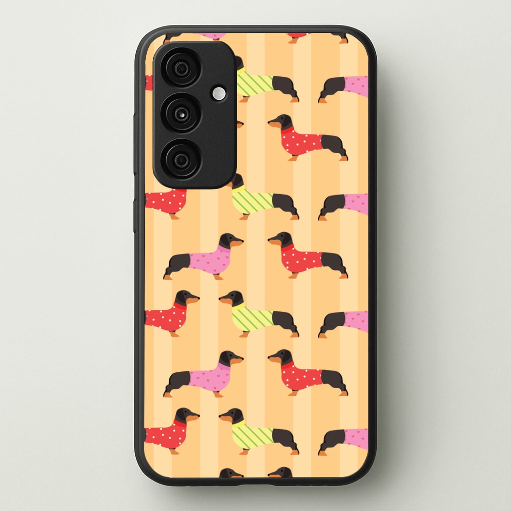 Dachshunds In Sweaters Pattern Phone Case - Galaxy A35 / Standard