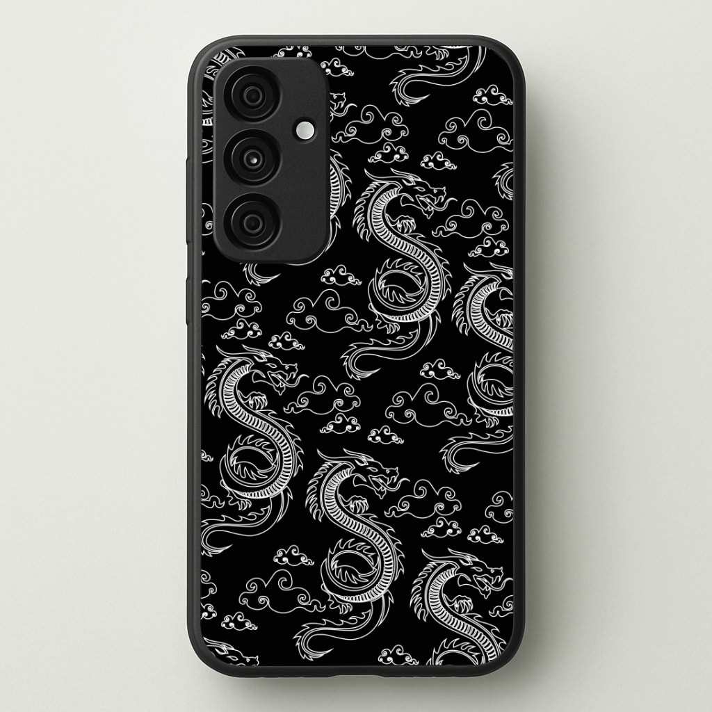 Black And White Dragon Pattern Phone Case - Galaxy A35 / Standard