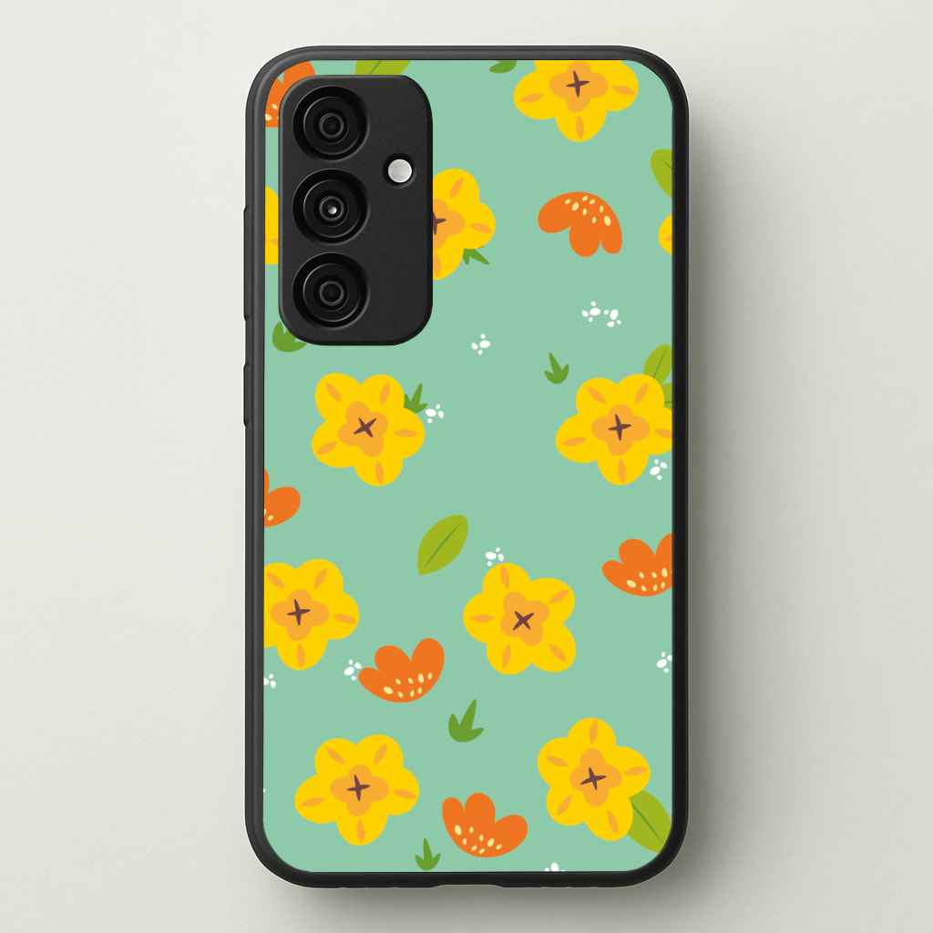 Yellow And Orange Pattern - Floral Phone Case - Galaxy A35 / Standard