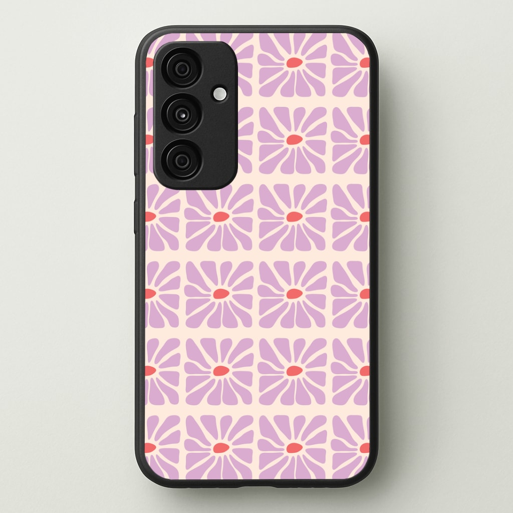Square Abstract Flowers Mauve Phone Case - Galaxy A35 / Standard
