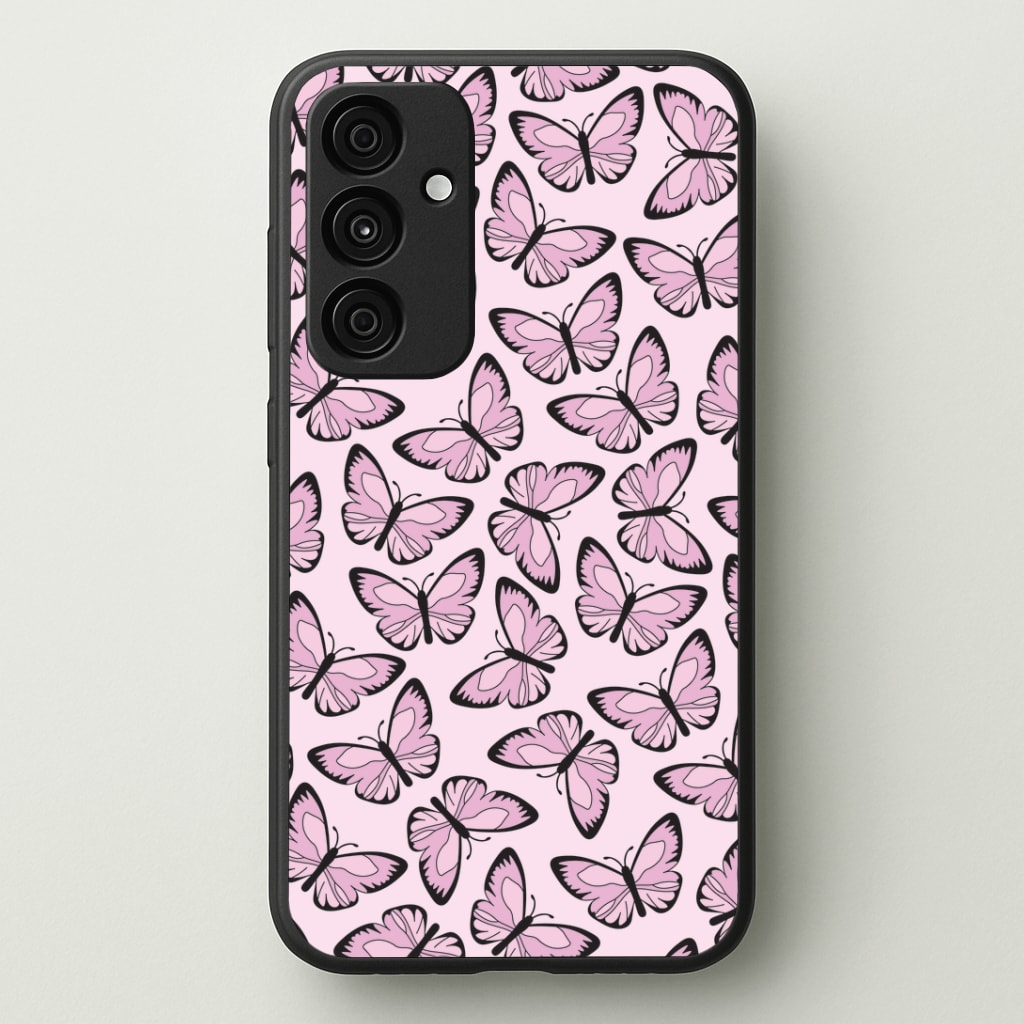 Pink And Black Butterfly - Butterfly Patterns Phone Case - Galaxy A35 / Standard